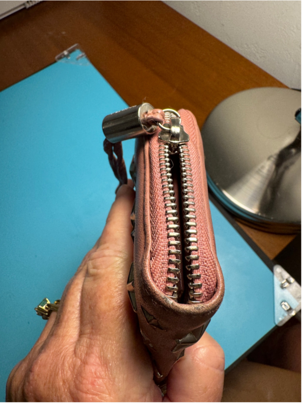 Jimmy Choo Star Studded Leather Long Wallet Pink and Silver - Picture 4 of 9